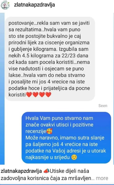 Poruka korisnice o iskustvu sa Zlatnom Kapi