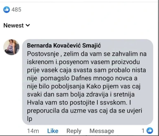Komentar korisnice sa zahvalnicom