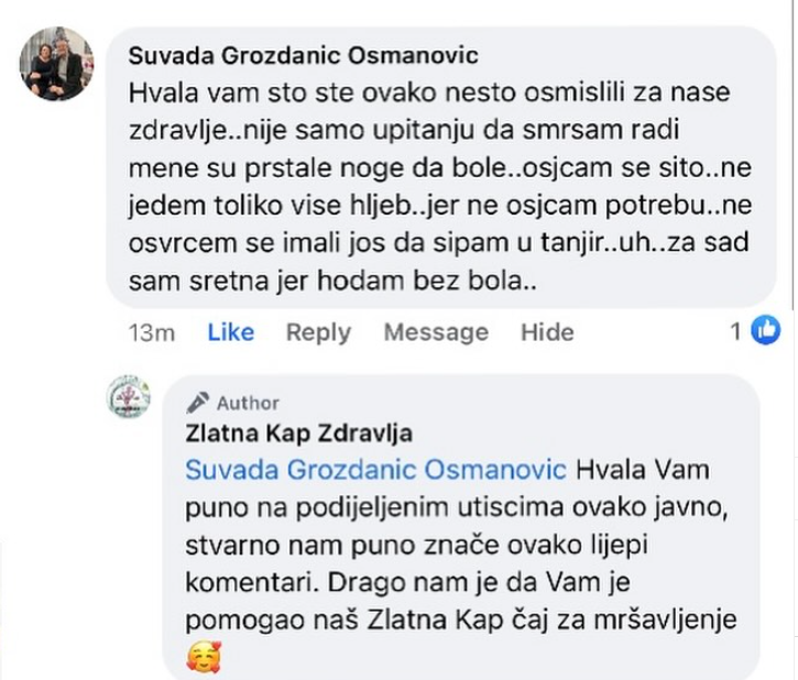 Komentar korisnice na Facebooku